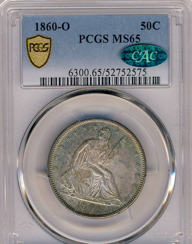 1860-O Seated Liberty Half Dollar PCGS MS65 CAC 1860-O Seated Liberty Half Dollar PCGS MS65 CAC