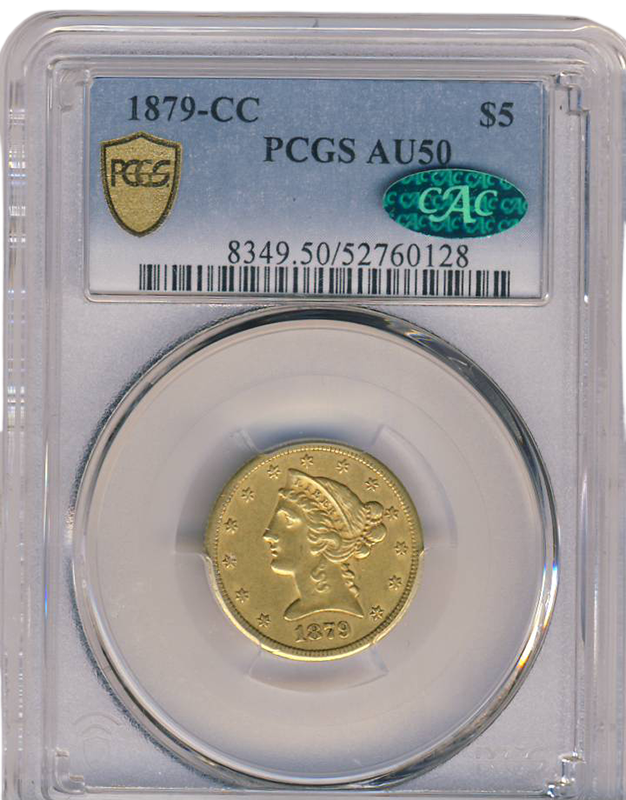 1879-CC $5 Liberty PCGS AU50 CAC