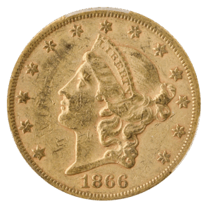 1866-S $20 Liberty No Motto PCGS XF45 CAC