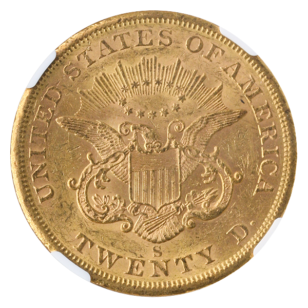 1861-S $20 Liberty NGC AU55 CAC 1861-S $20 Liberty NGC AU55 CAC