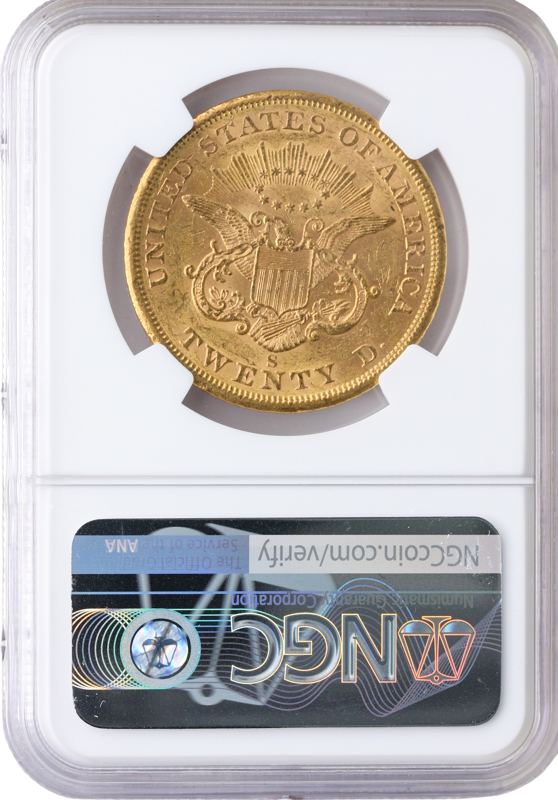 1861-S $20 Liberty NGC AU55 CAC 1861-S $20 Liberty NGC AU55 CAC