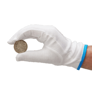 Silver coin handling using cotton gloves