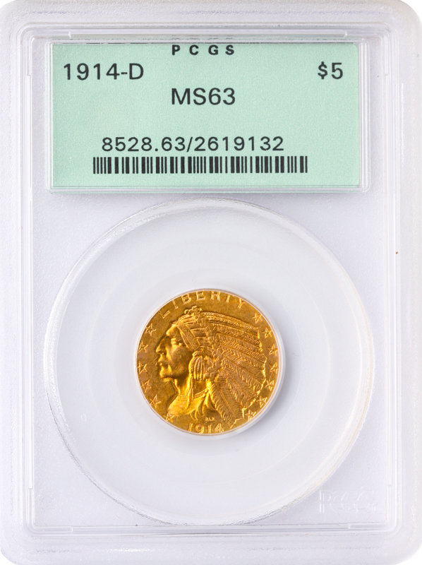 1914-D $5 Indian PCGS MS63