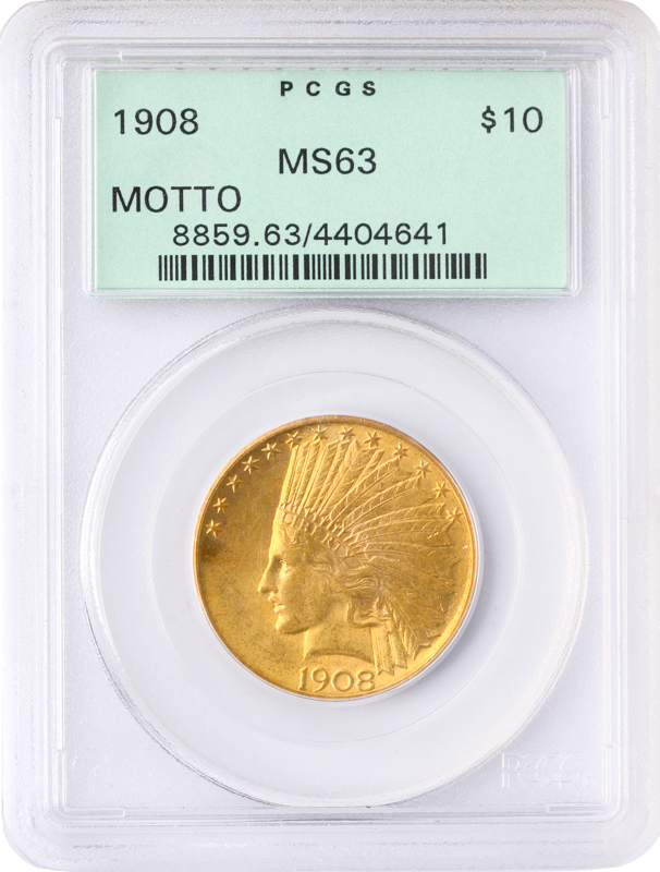 1908 W/M $10 Indian PCGS MS63