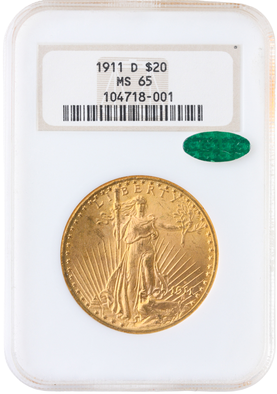 1911-D $20 Saint Gaudens NGC MS65 CAC 1911-D $20 Saint Gaudens NGC MS65 CAC