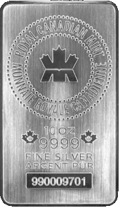 10 oz Royal Canadian Mint Silver Bars (Types and Conditions Vary)