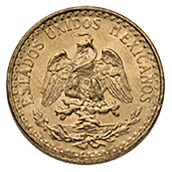 Mexican Gold 2 Peso Coin (Circulated, Dates Vary)