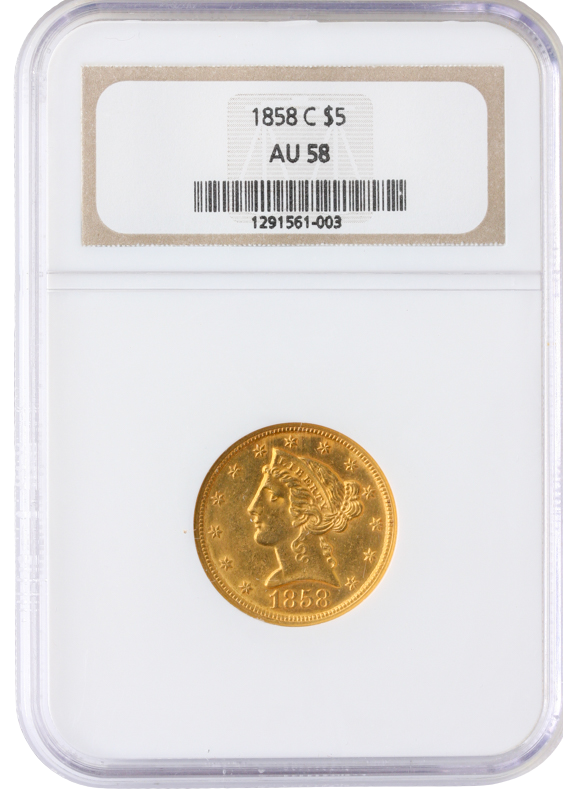 1858-C $5 LIBERTY NGC AU58 1858-C $5 LIBERTY NGC AU58