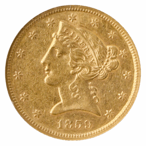 1859-C $5 Liberty NGC AU55