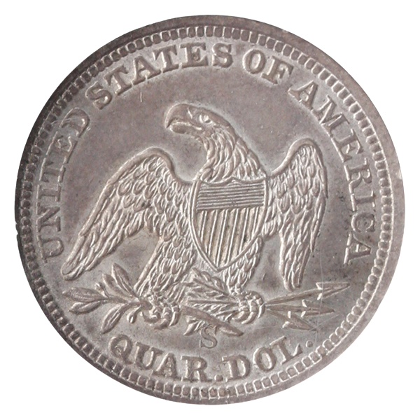 1857-S Standing Liberty Quarter No Motto NGC AU58 1857-S Standing Liberty Quarter No Motto NGC AU58