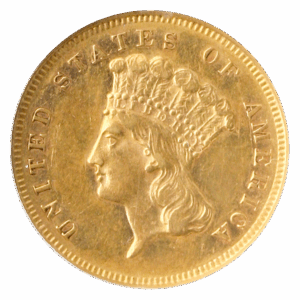 1881 $3 Indian Princess NGC AU58