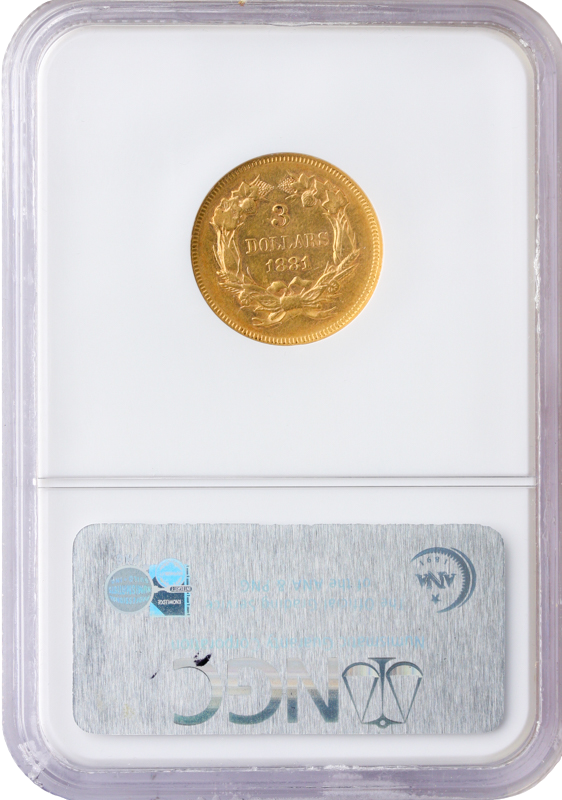 1881 $3 Indian Princess NGC AU58
