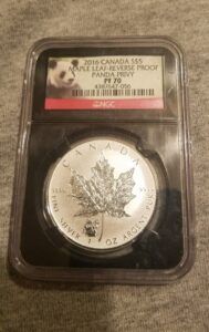 NGC-graded 2016 Silver Maple Leaf with panda privy mark in protective case