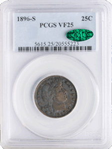1896-S Barber Quarter PCGS VF25 CAC
