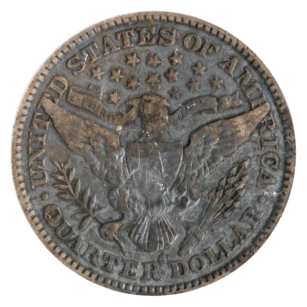 1896-S BARBER QUARTER PCGS VF25 CAC