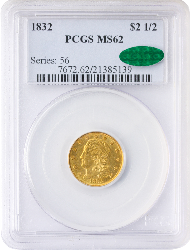 1832 $2.50 CAPPED BUST PCGS MS62 CAC