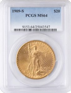 1909-S $20 Saint Gaudens PCGS MS64