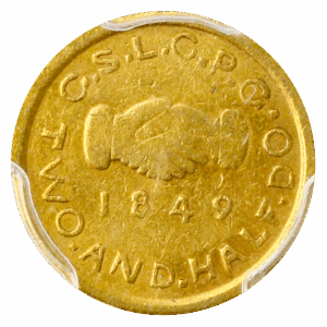 1849 $2.50 Mormon PCGS AU55 CAC