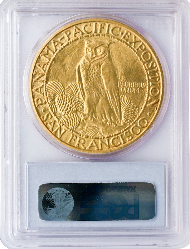 1915-S $50 Panama Pacific Round PCGS MS63 CAC