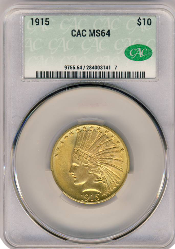 1915 $10 Indian CACG MS64