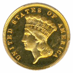1885 $3 Indiian Princess PCGS PR65 CAC Cameo