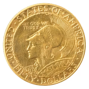 1915-S Panama Pacific $50 Round NGC AU58 CAC