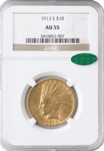 1913-S $10 Indian NGC AU55 CAC