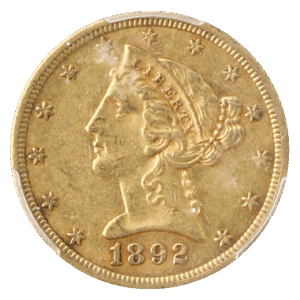 1892-CC $5 Liberty PCGS AU58 CAC