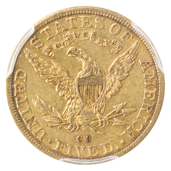 1892-CC $5 Liberty PCGS AU58 CAC