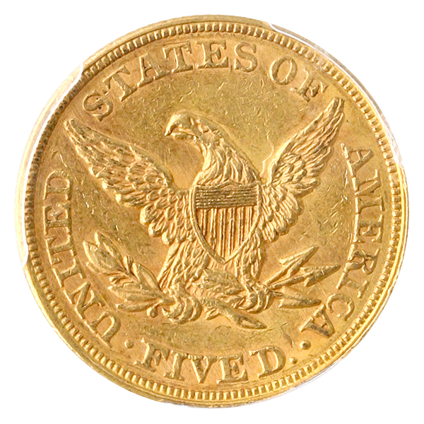 1864 $5 Liberty PCGS AU58 CAC +