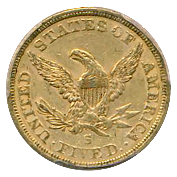 1865-S $5 Liberty PCGS AU58 CAC 1865-S $5 Liberty PCGS AU58 CAC