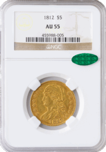 1812 $5 Capped Bust NGC AU55 CAC