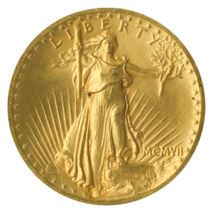 1907 $20 Saint Gaudens High Relief Wire Edge Gold Coin PCGS MS64