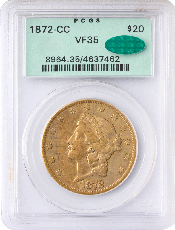 1872-CC $20 Liberty PCGS VF35 CAC