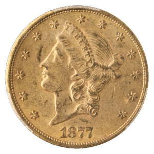 1877-CC $20 Liberty PCGS AU53 CAC