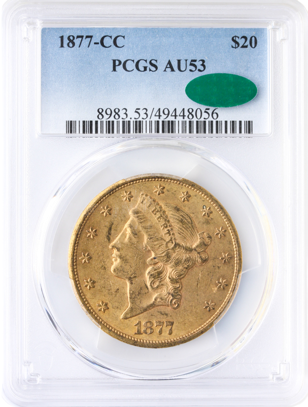 1877-CC $20 Liberty PCGS AU53 CAC