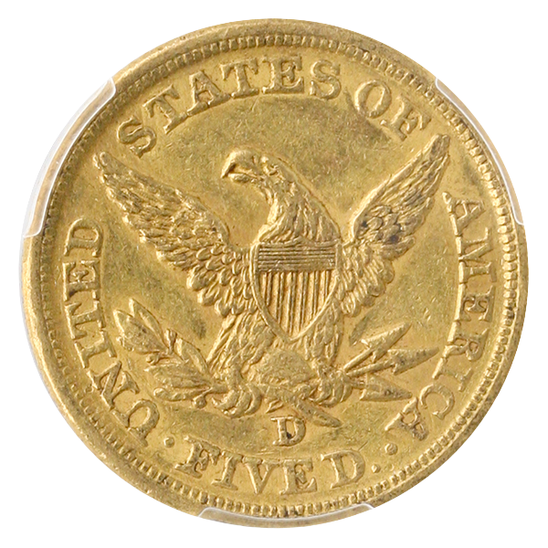 1853-D $5 Liberty Large D PCGS AU50 CAC 1853-D $5 Liberty Large D PCGS AU50 CAC