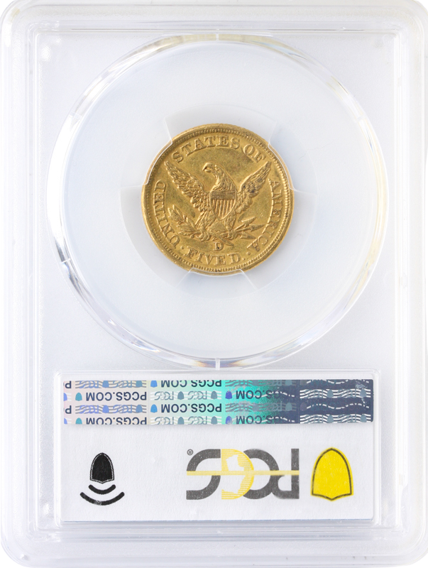 1853-D $5 Liberty Large D PCGS AU50 CAC 1853-D $5 Liberty Large D PCGS AU50 CAC