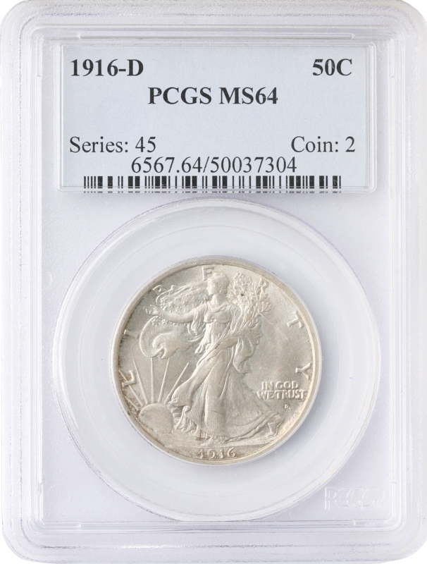 1916-D Walking Liberty Half Dollar PCGS MS64