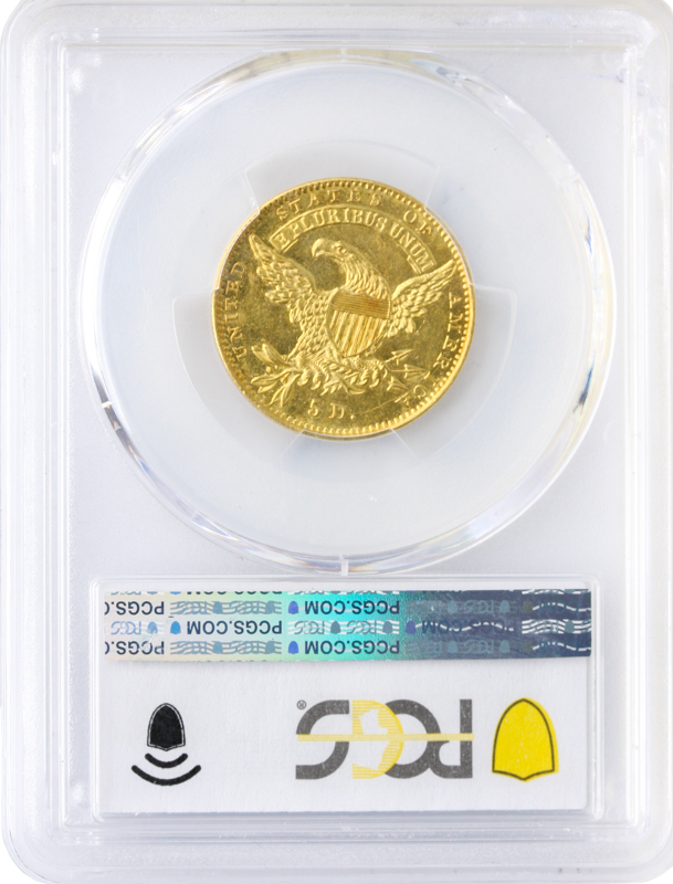 1834 $5 Capped Bust Crosslet 4 PCGS MS62 +