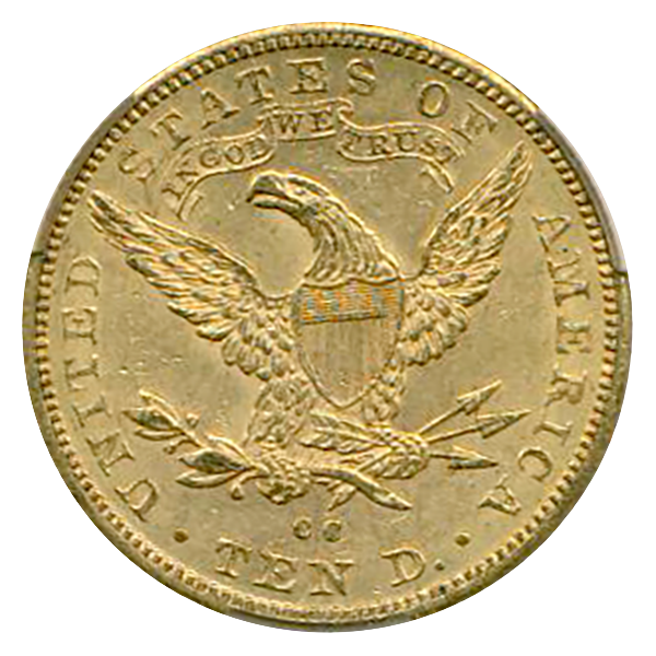 1891-CC $10 Liberty CACG AU58