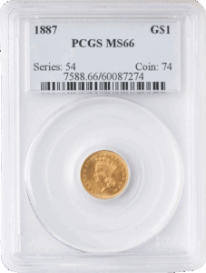 1887 Gold $1 Type III PCGS MS66