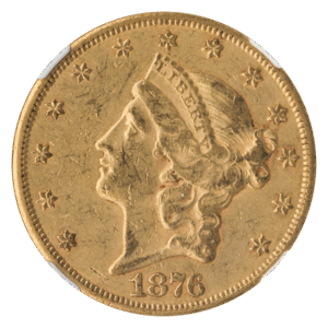 1876-CC $20 Liberty Gold Coin NGC AU55 CAC