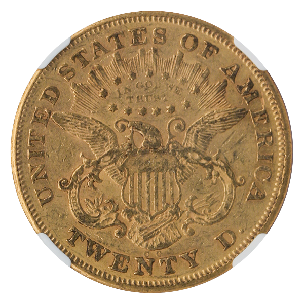 1876-CC $20 Liberty Gold Coin NGC AU55 CAC