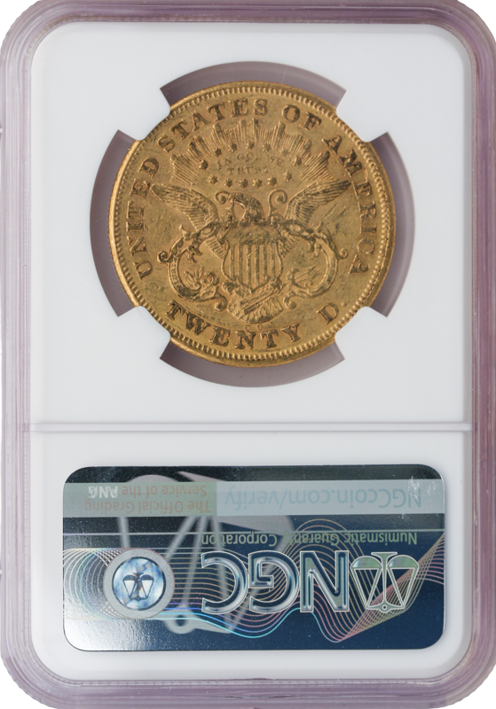 1876-CC $20 Liberty Gold Coin NGC AU55 CAC