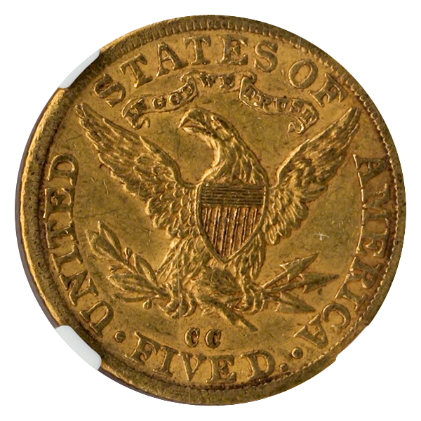 1892-CC $5 Liberty NGC AU58 CAC 1892-CC $5 Liberty NGC AU58 CAC