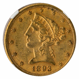 1893-CC $5 Liberty NGC AU58