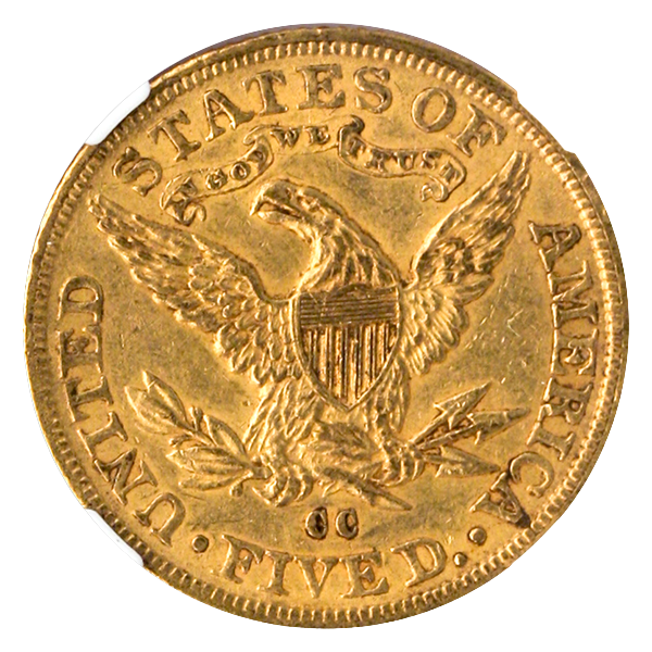 1891-CC $5 Liberty NGC AU55 CAC 1891-CC $5 Liberty NGC AU55 CAC