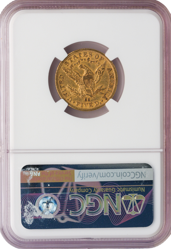 1891-CC $5 Liberty NGC AU55 CAC 1891-CC $5 Liberty NGC AU55 CAC