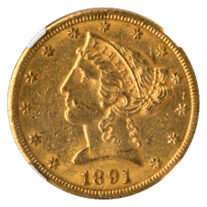 1891-CC $5 Liberty NGC MS61 CAC